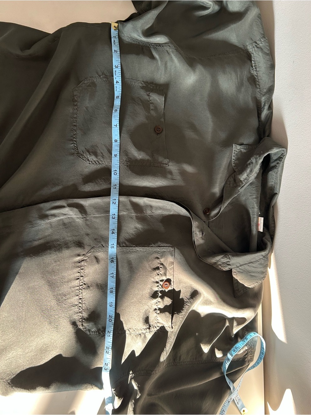 Vintage Silk button down Green 90s Oversized Boxy Canary collection - Picture 5 of 8